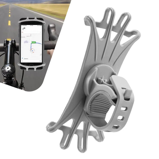 Jewkot 1 PC Bike Phone Mount 180 Degree Rotation Silicone Handlebar Phone Mount Universal Cycling Navigation Phone Holder for Most Bike Electric Vehicle Motorcycle (Gray)